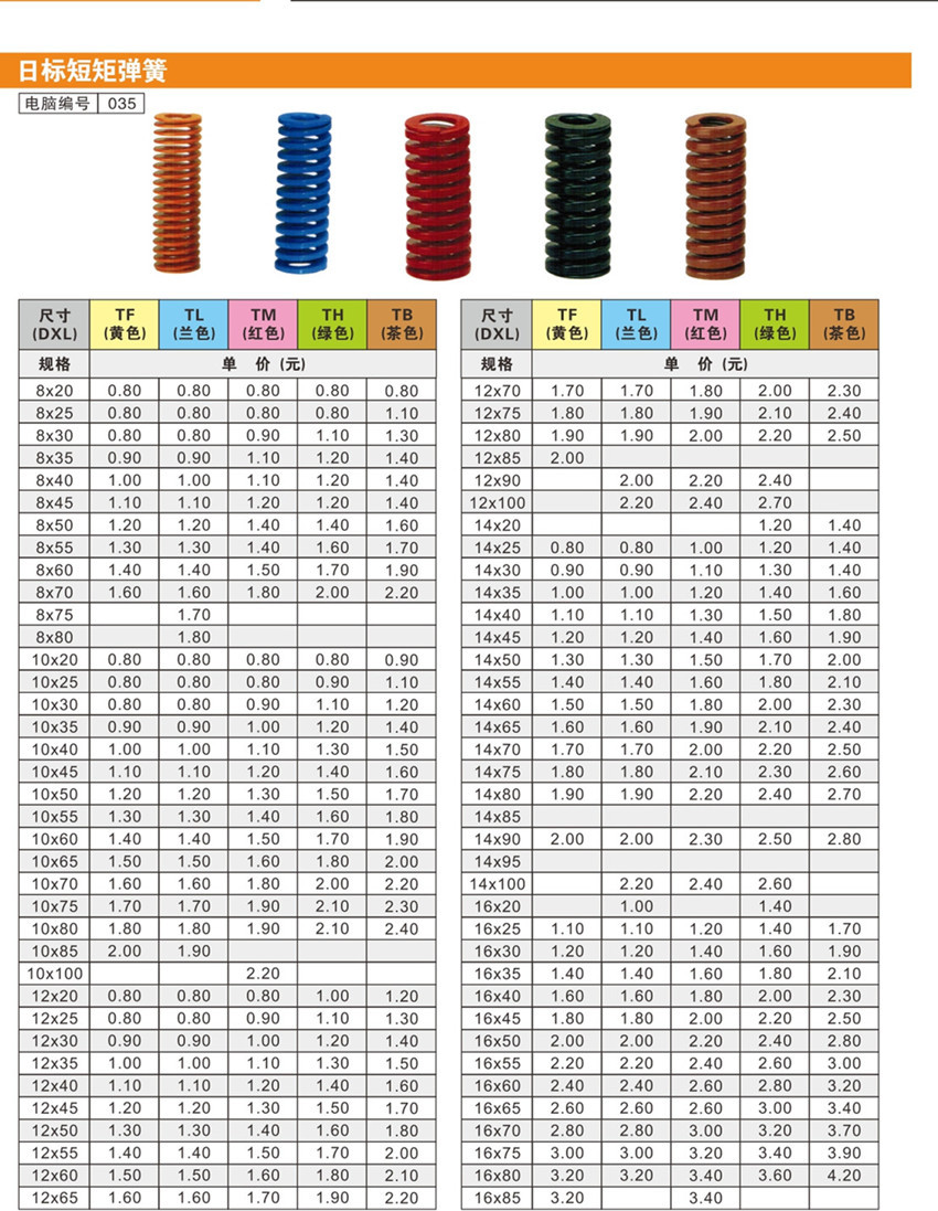 日标短距弹簧(红色)