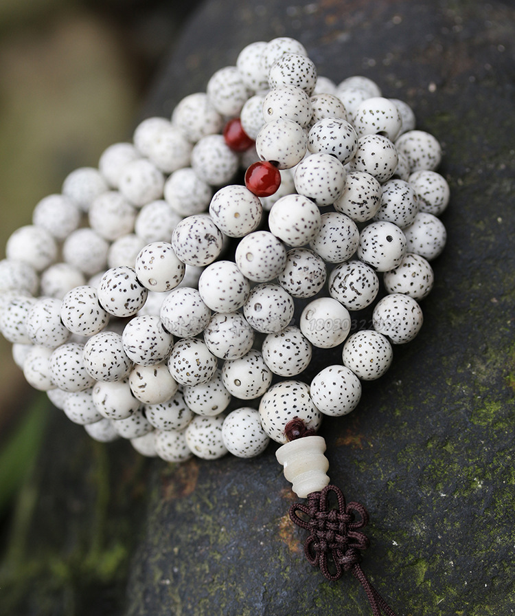 漂白星月菩提(正月)隔珠 0.7cm108颗 天然保平安佛珠手链