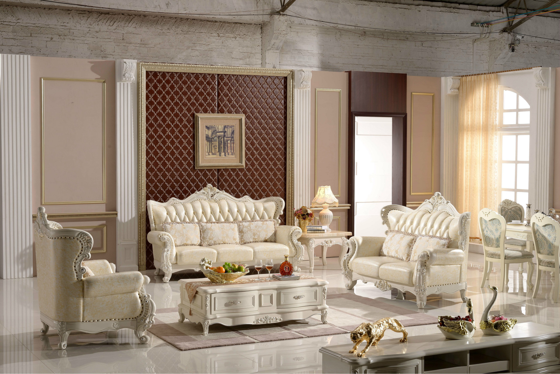 欧式沙发大户型客厅真皮沙发组合实木雕花高档奢华酒店会所沙发