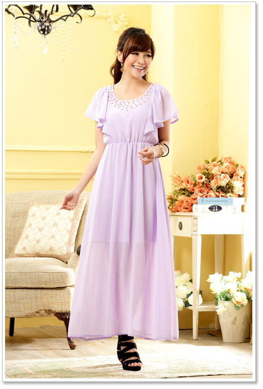 服装鞋帽箱包,钟表眼镜 女装 婚纱,礼服 9806 美雅亮丽荷叶袖圆领钉珠