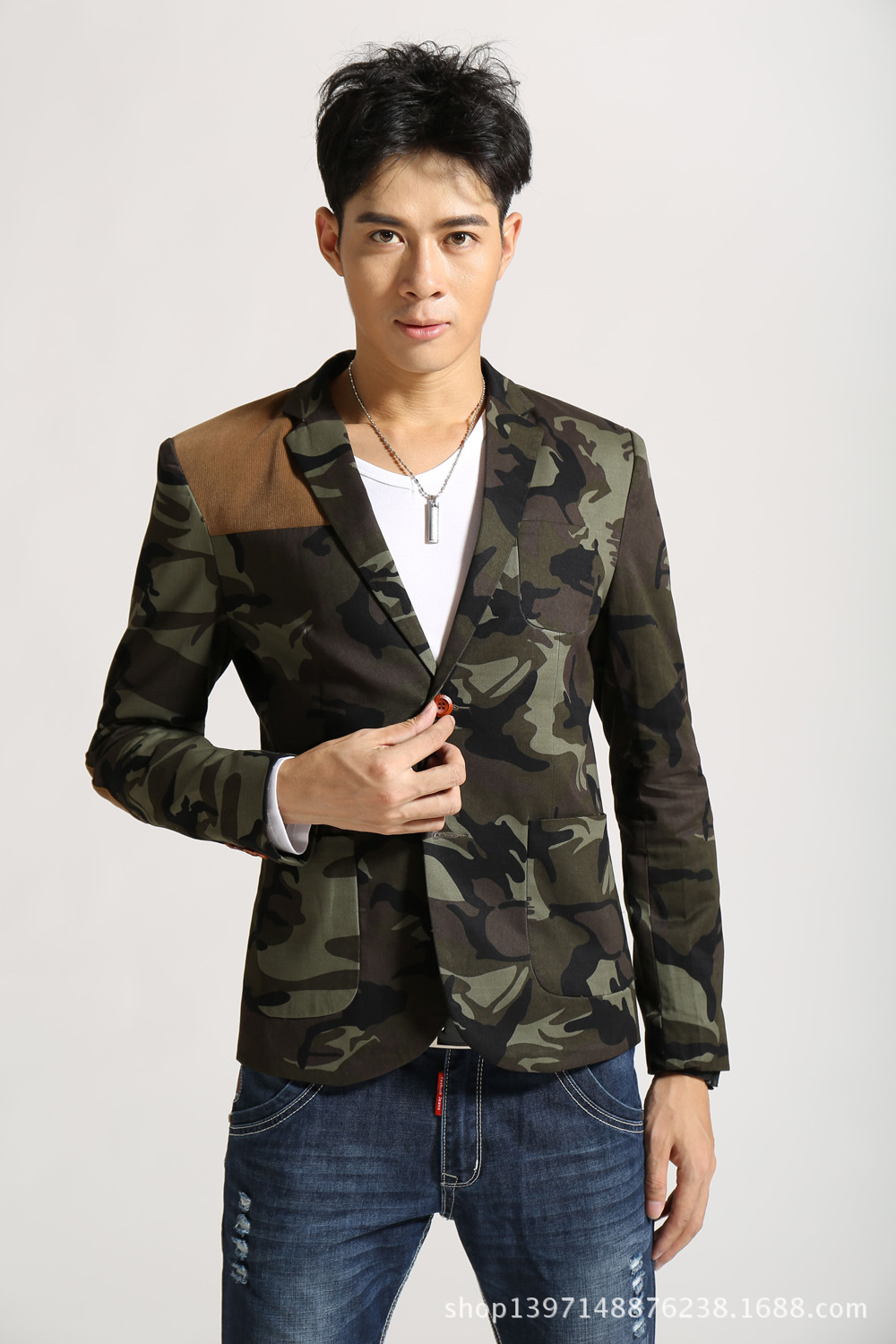 2014秋冬新款迷彩男士小西服 韩版修身小西装 军旅风格西装 9913