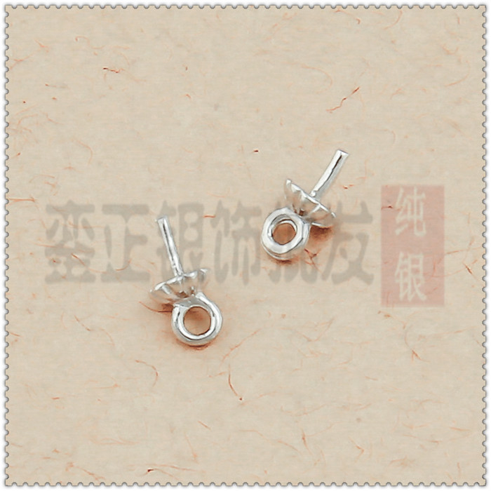 s925纯银吊坠头 珍珠吊咀吊嘴吊坠扣玉石珠帽头针扣diy手工配件详情