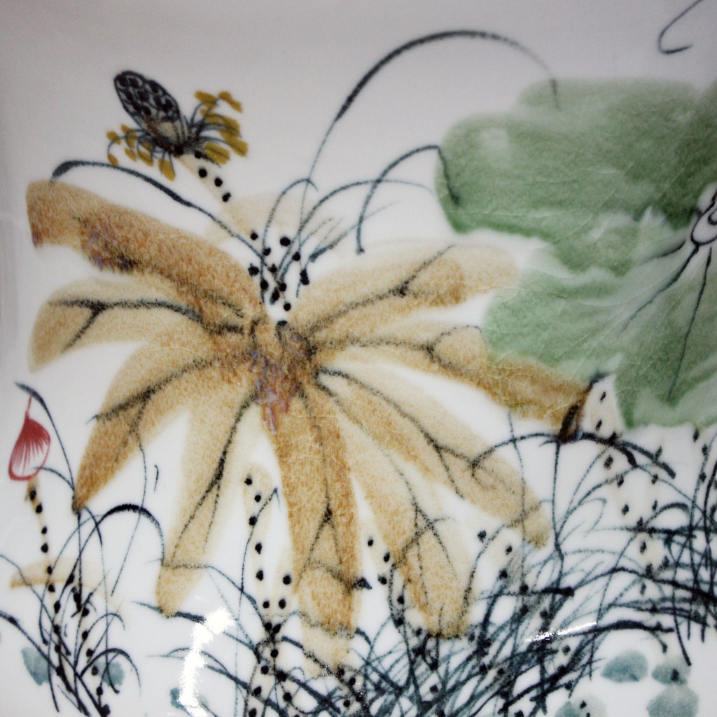 景德镇陶瓷鱼缸 高档手绘窑变荷花有氧循环喷泉喷水鱼缸 风水缸