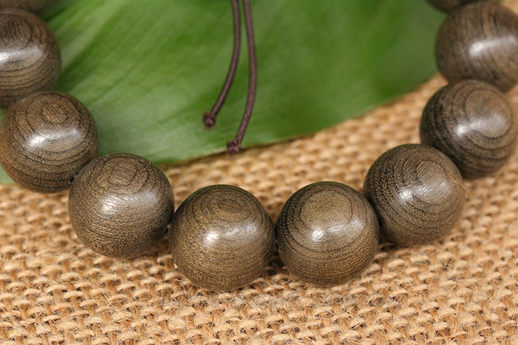 绿料阴沉木手串1.5cm*15颗 手工磨 天然保平安佛珠手串