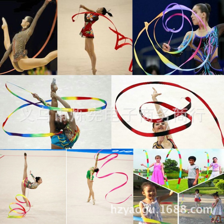 热卖中儿童健身舞蹈彩带跳舞彩带棒艺术飘带绳体育表演