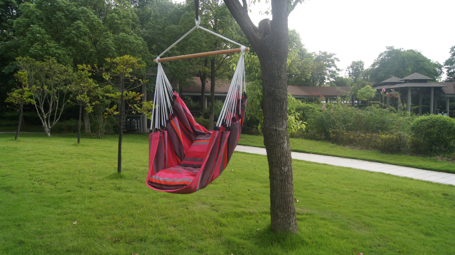 【厂家直销】橙色条纹户外休闲吊椅,帆布吊椅 单人吊椅款式独特