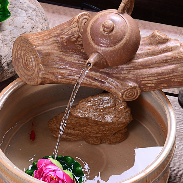 现货供应 古陶流水工艺品 一统天下茶壶流水加湿器 开业庆典礼品