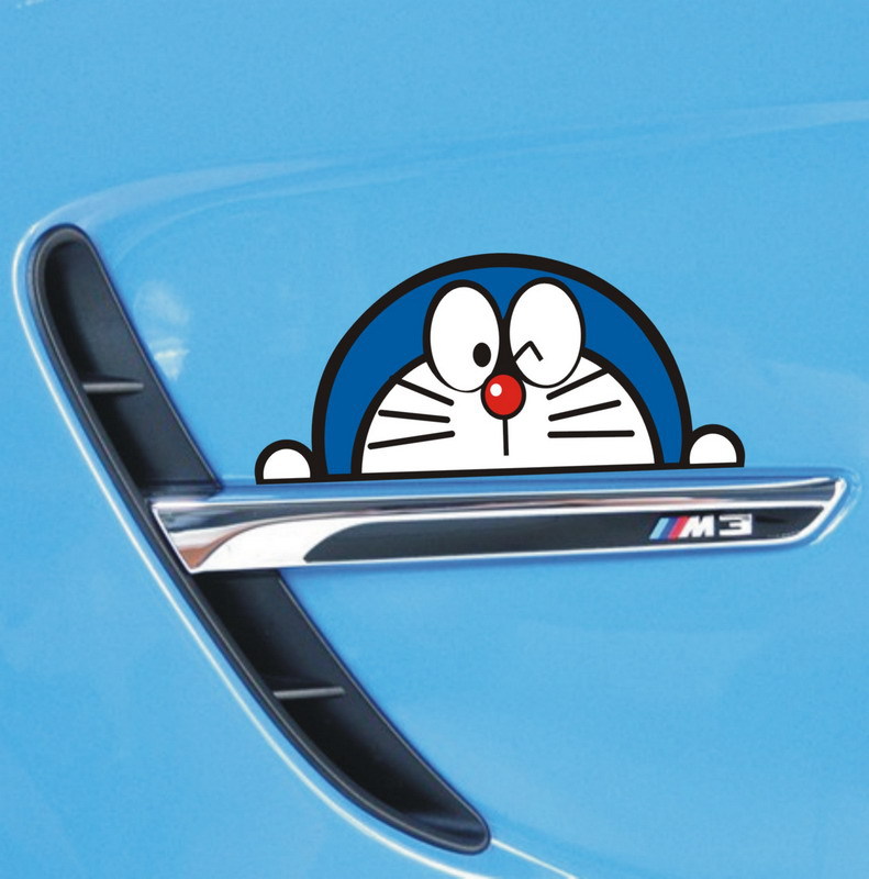 机器猫后视镜车贴 哆啦a梦 叮当猫反光镜倒车镜车贴 2个装r-53