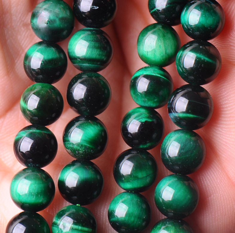 aaa级绿虎眼石散珠虎睛石串珠佛教宗教饰品招财辟邪转运半成品