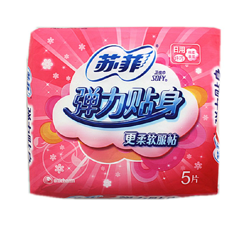 苏菲卫生巾 5片装纤巧棉柔弹力贴身 日用纯棉230mm 卫生棉