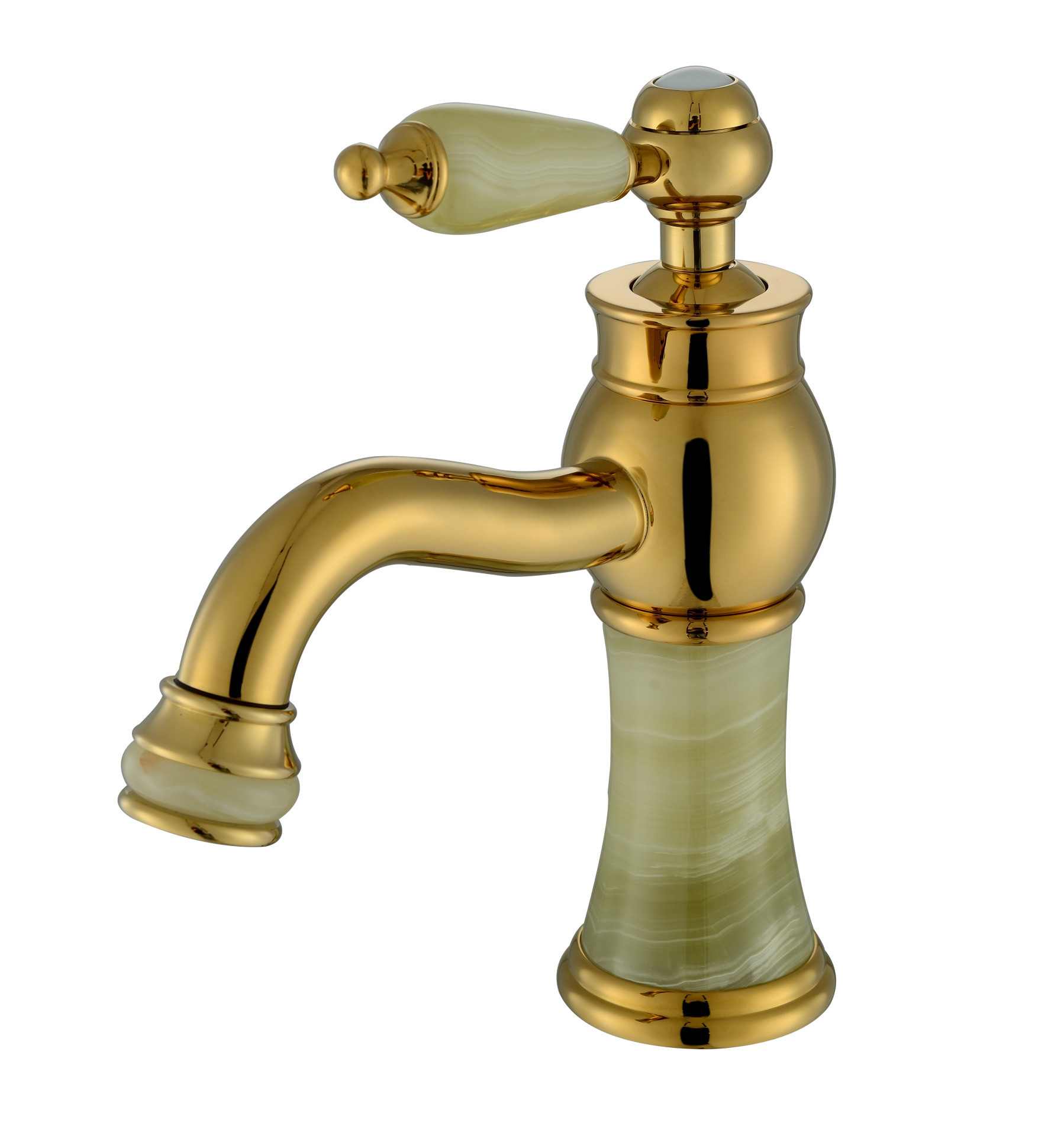 开平厂家供巴基斯坦天然玉石水龙头钛金玫瑰金仿古色欧式面盆龙头