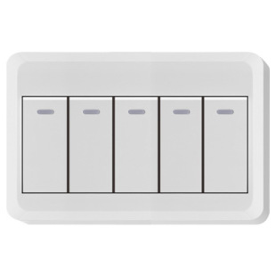 劳乐斯品牌五开开关面板 优质明装免拆开关 雅白明装翘板开关