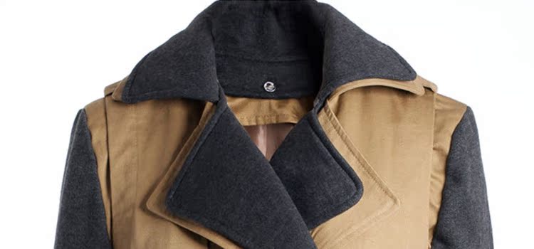 创意 秋女装新款女式风衣外套 修身英伦风拼接双排扣 一件代发