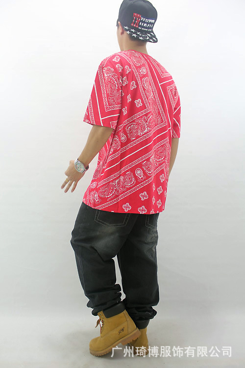 rhude la bandana ktz西海岸腰果花潮男大款短袖情侣tee 男女