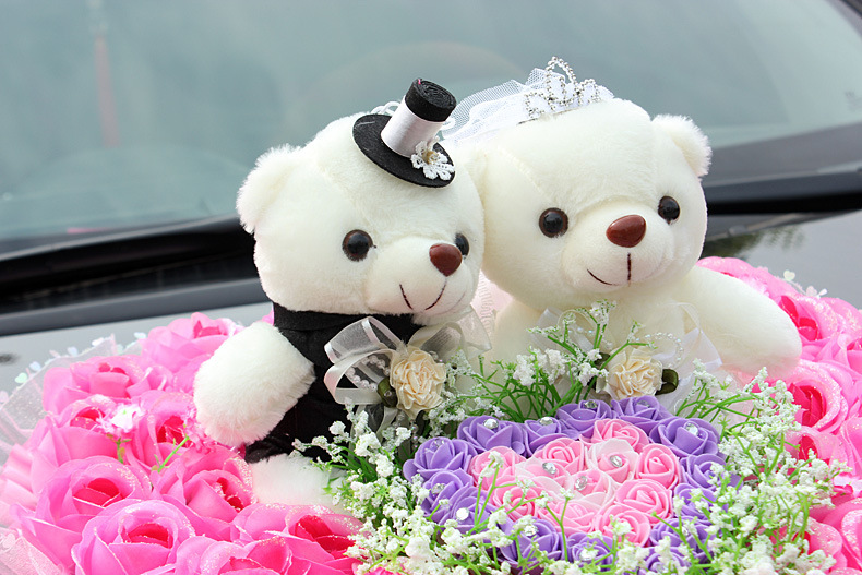 婚庆用品婚车装饰花车娃娃车头熊019桃心装饰套餐结婚韩式桃心610