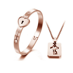 冲上云霄2同款手镯陈法拉 925纯银钥匙同心锁手镯项链 钛钢手镯