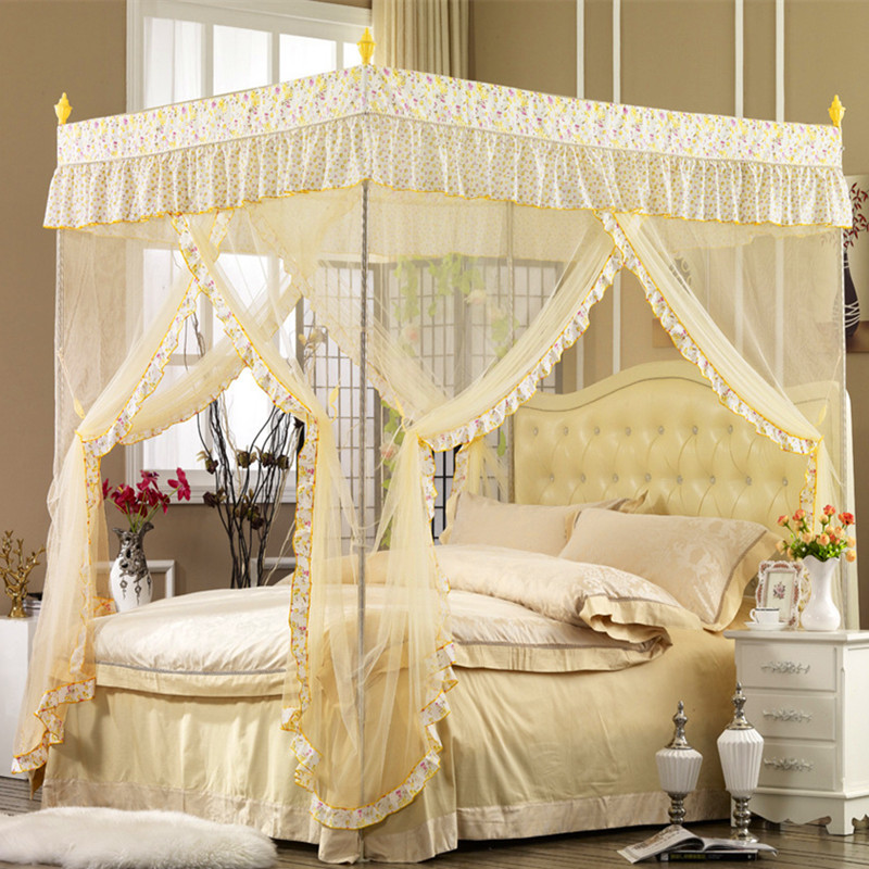夏季新品 三开门田园公主宫廷蚊帐不锈钢支架加厚加粗型厂家批发
