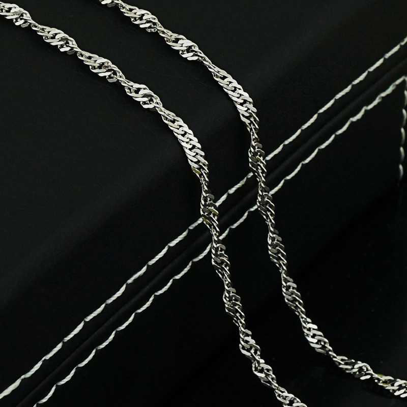 广东汕尾雅凡银饰 纯银水波项链 925 纯银水波链 镀白金 纯银项链项饰