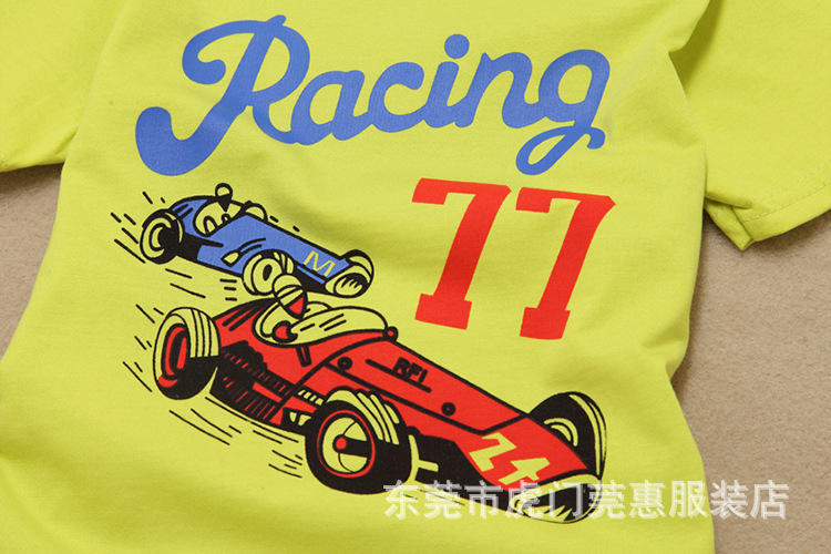 2014新款童装女孩短袖t恤 77车仔图案 时尚百搭 欢迎订购