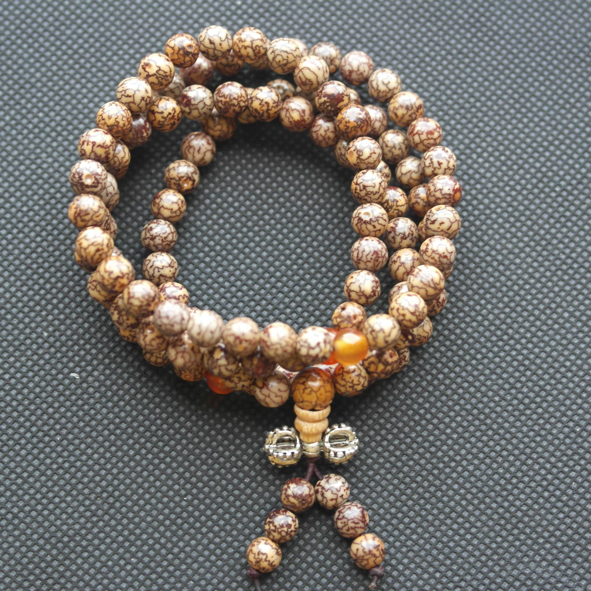 小银线菩提子108*6mm花银线菩提子佛珠菩提子厂家直销批发