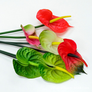 pvc软胶花 仿真花红掌单支厂家直销手感仿真红掌热门仿真花艺插花