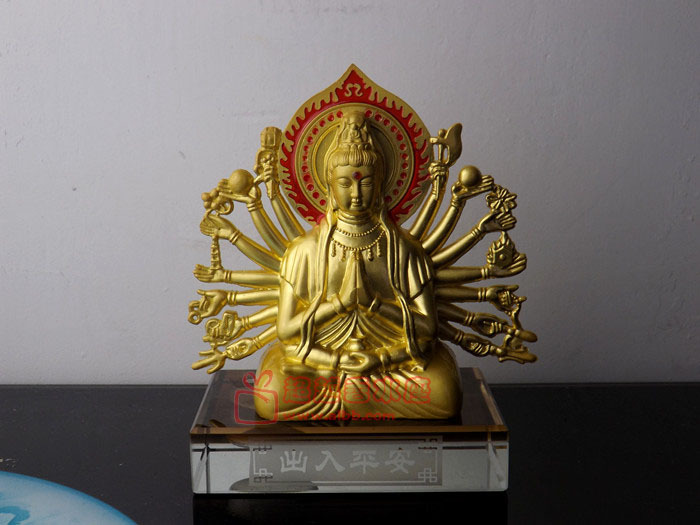 厂家直销 汽车香水座新款 高档金属合金镀金如来观音 大号