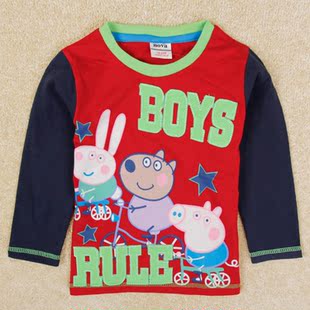 外贸品牌童装 欧美新款秋装 儿童纯棉长袖t恤男童纯棉长袖t恤