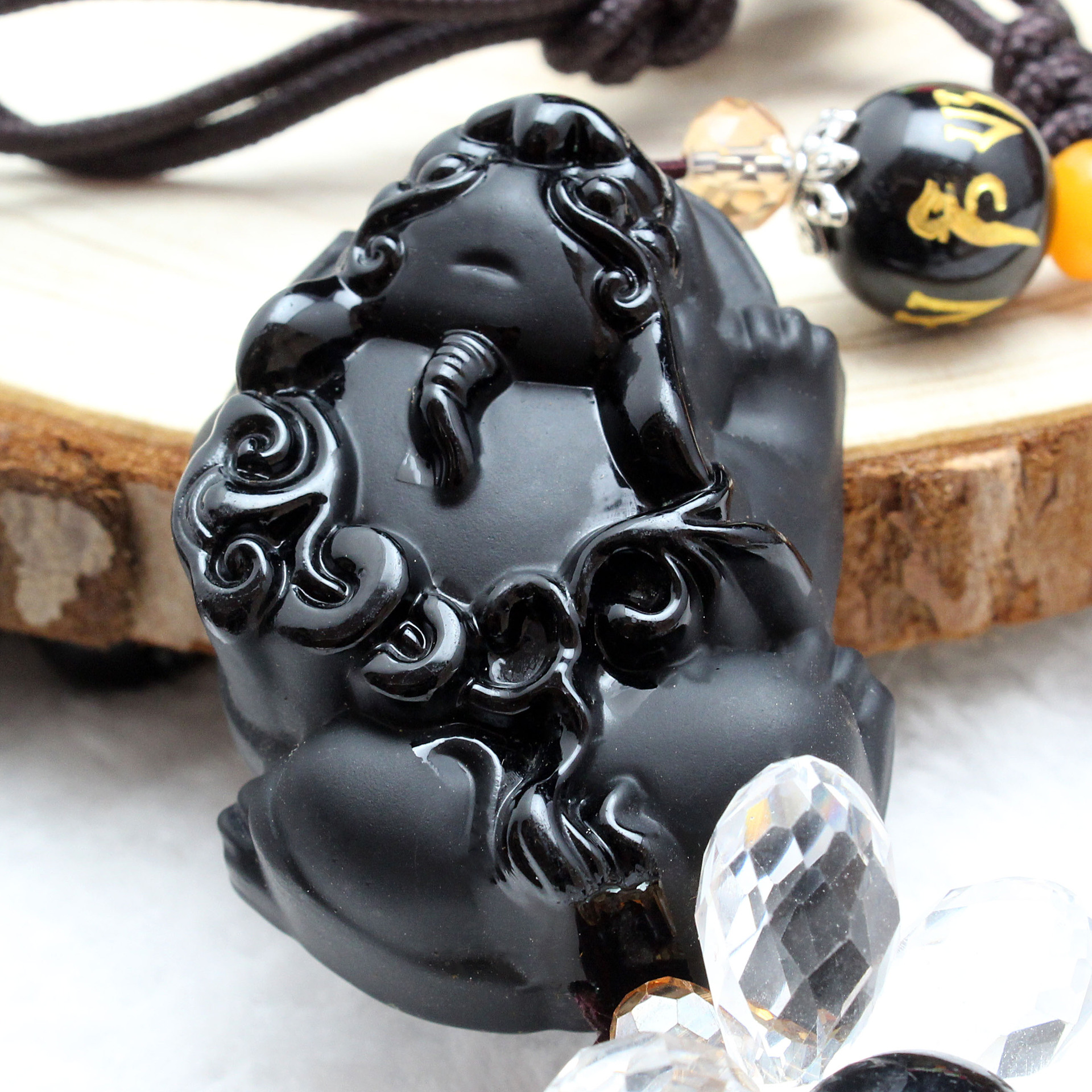 天然黑曜石貔貅汽车挂件旺财保平安一手货源