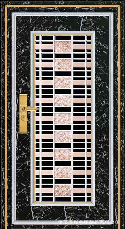 厂家供应不锈钢黑钛大理石 不锈钢双开子母门 高档进户门