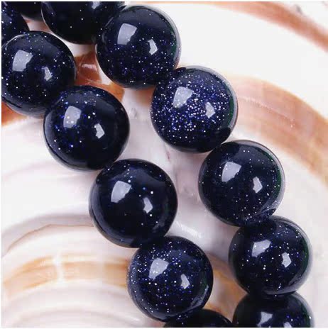 天然蓝金沙石蓝砂石散珠水晶珠子 diy手工饰品蓝沙串珠手链 散珠