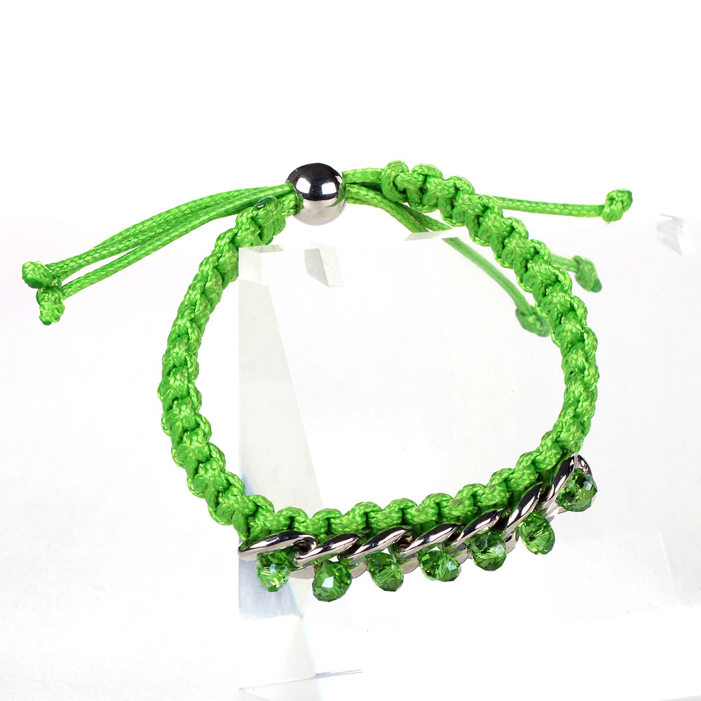 ebay热卖 韩国流行手工编织绿色女式玻璃珠手链 一件代发混批