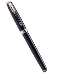 派克(parker) 08款卓尔 纯黑丽雅白夹墨水笔