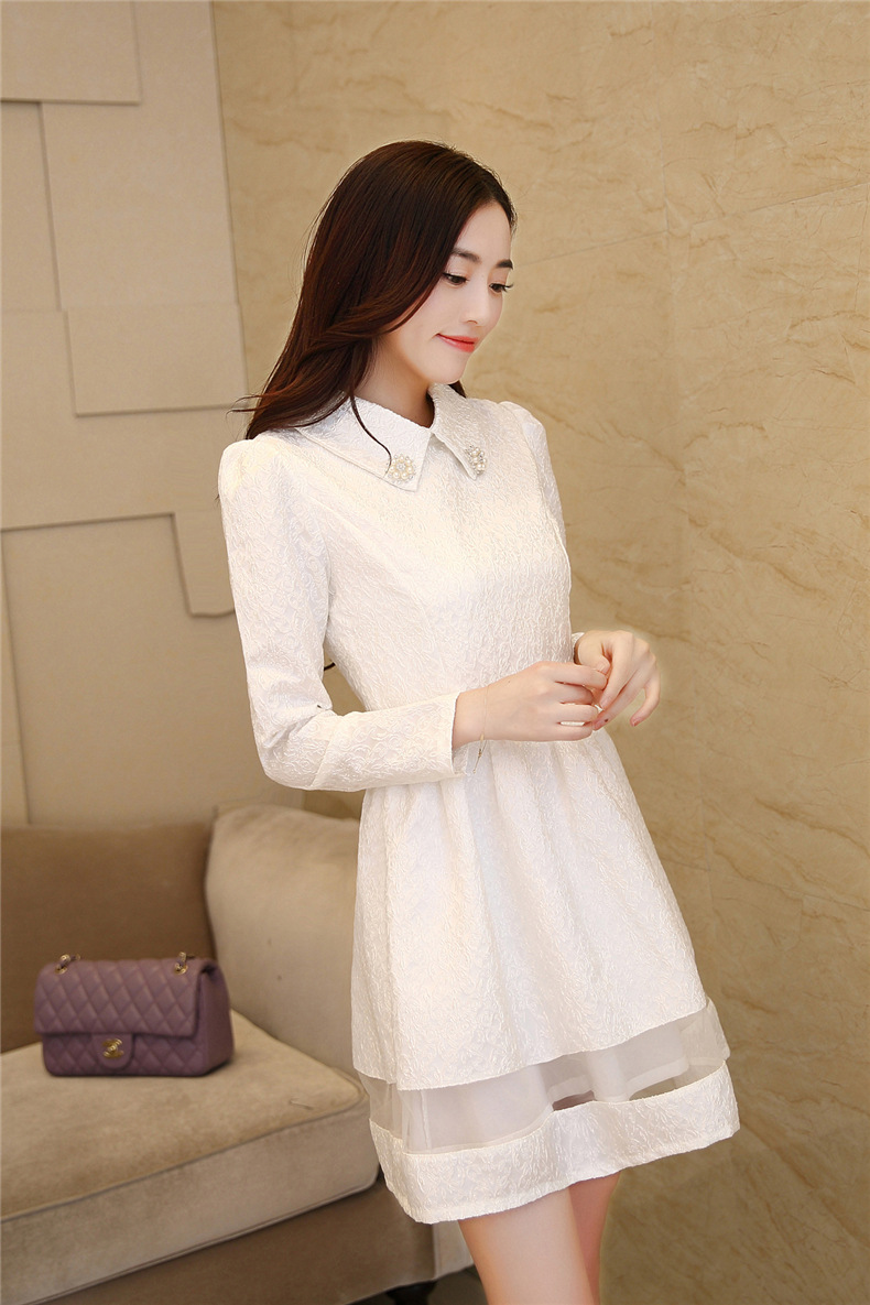 广东广州秋装新款韩版欧根纱 立领公主长袖蓬蓬连衣裙 淘宝女装 代理