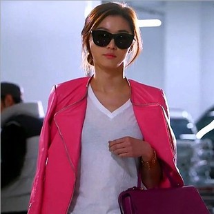 厂家直销 来自星星的你千颂伊全智贤同款皮衣女修身短款外贸货源