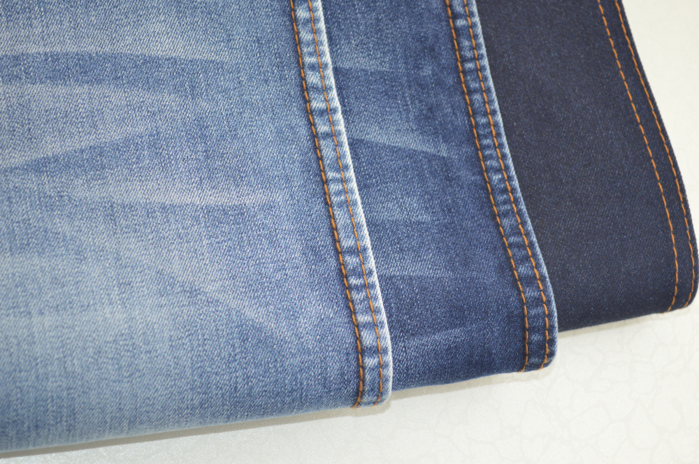 【全现货】休闲高档斜纹超弹力全棉牛仔布料蓝黑色服装面料
