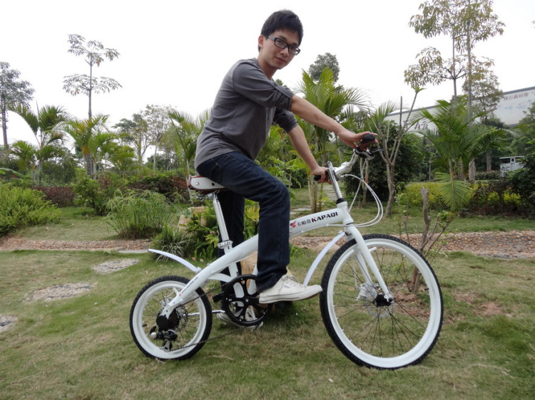 卡帕奇最新款大小轮2416迷你折叠变速 碟刹自行车钓鱼车 建大轮胎