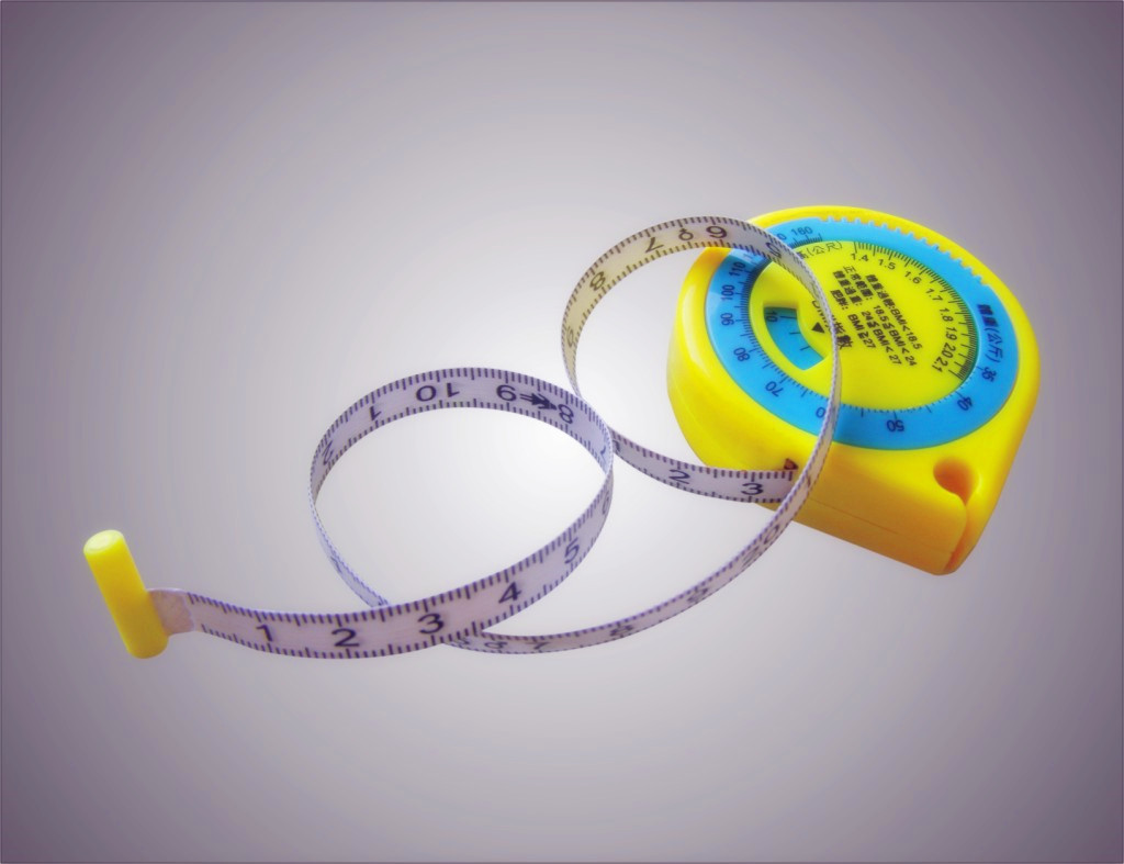 水滴形bmi多功能健康减肥卷尺 迷你自动伸缩型塑料软卷尺