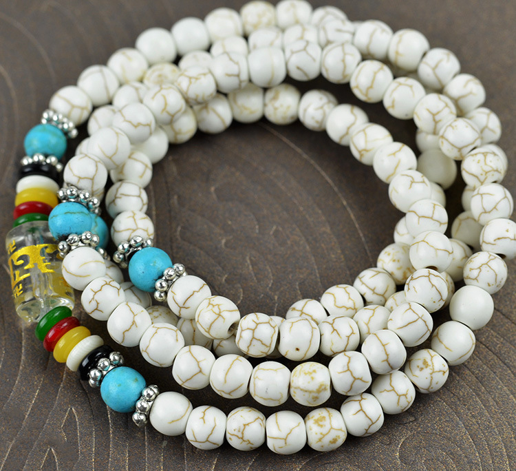 六字真言转运白松石手串 五行开运手链 嗡嘛尼叭咪哄手饰 053150价格