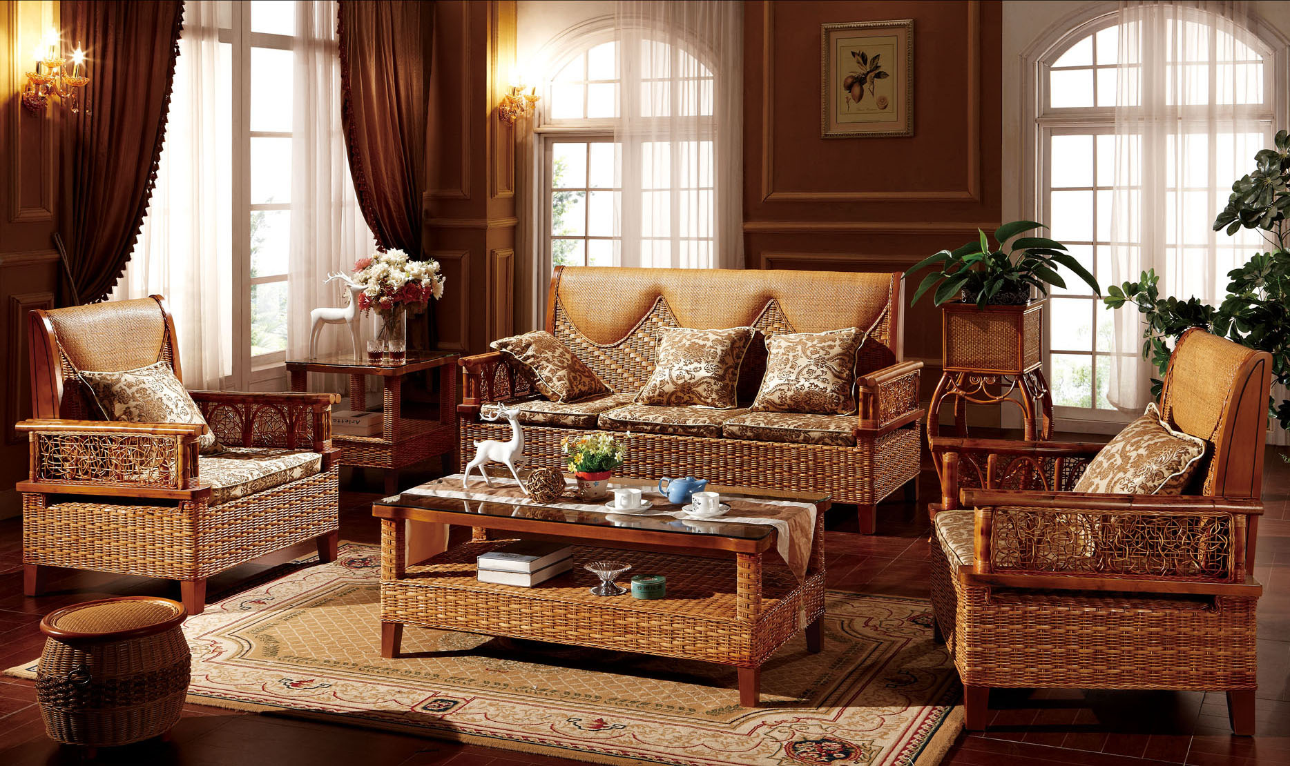 厂家热销优质天然藤编沙发 特价真藤客厅组合沙发