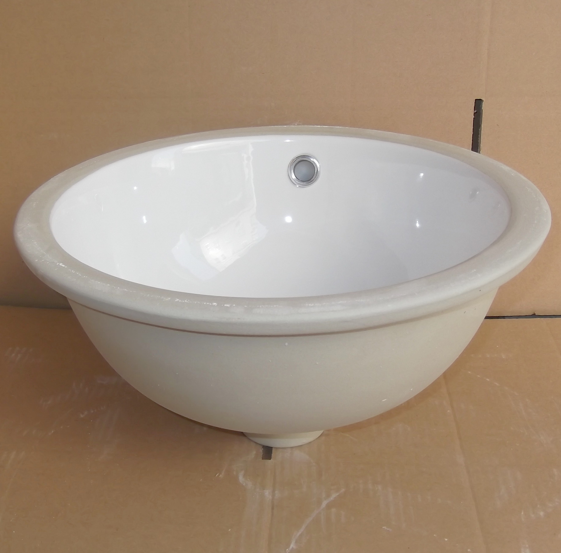 畅销正圆形13寸半尺寸最小台下盆白色陶瓷石下盆e1813