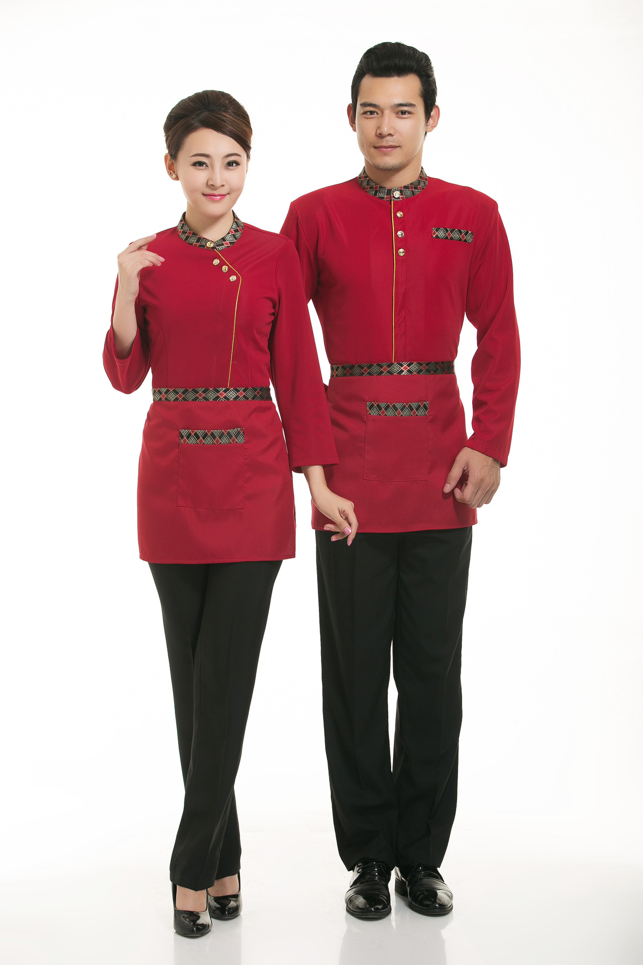 北京酒店工作服秋冬装 西餐厅服务员工作服秋冬装 饭店餐饮服装长袖