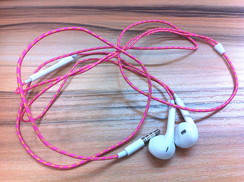 新款苹果手机耳机 编织线耳机 彩色带麦线控耳机 入耳式 手机耳机