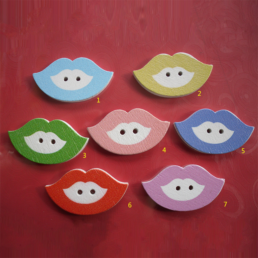 【店长推荐】胡子型彩色原木纽扣 服装辅料 卡通造型纽扣