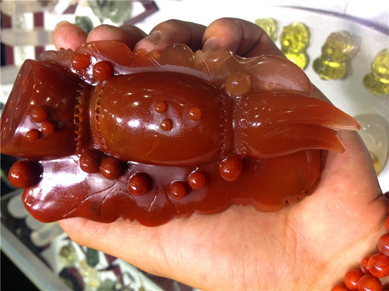 红水晶龙虾摆件 家居客厅办公室饰品 事业有成,财运增加