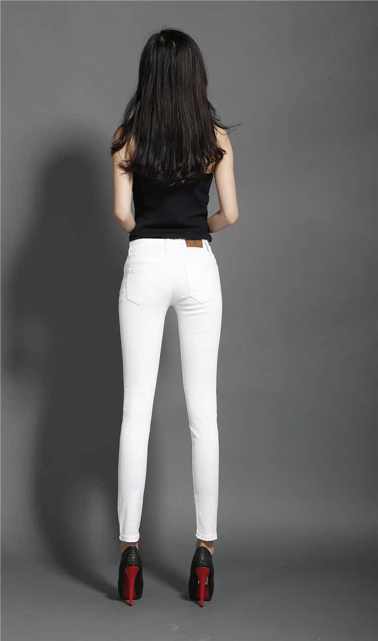 2014夏季新款潮九分白色牛仔裤显瘦小脚裤厂家直销牛仔裤女式