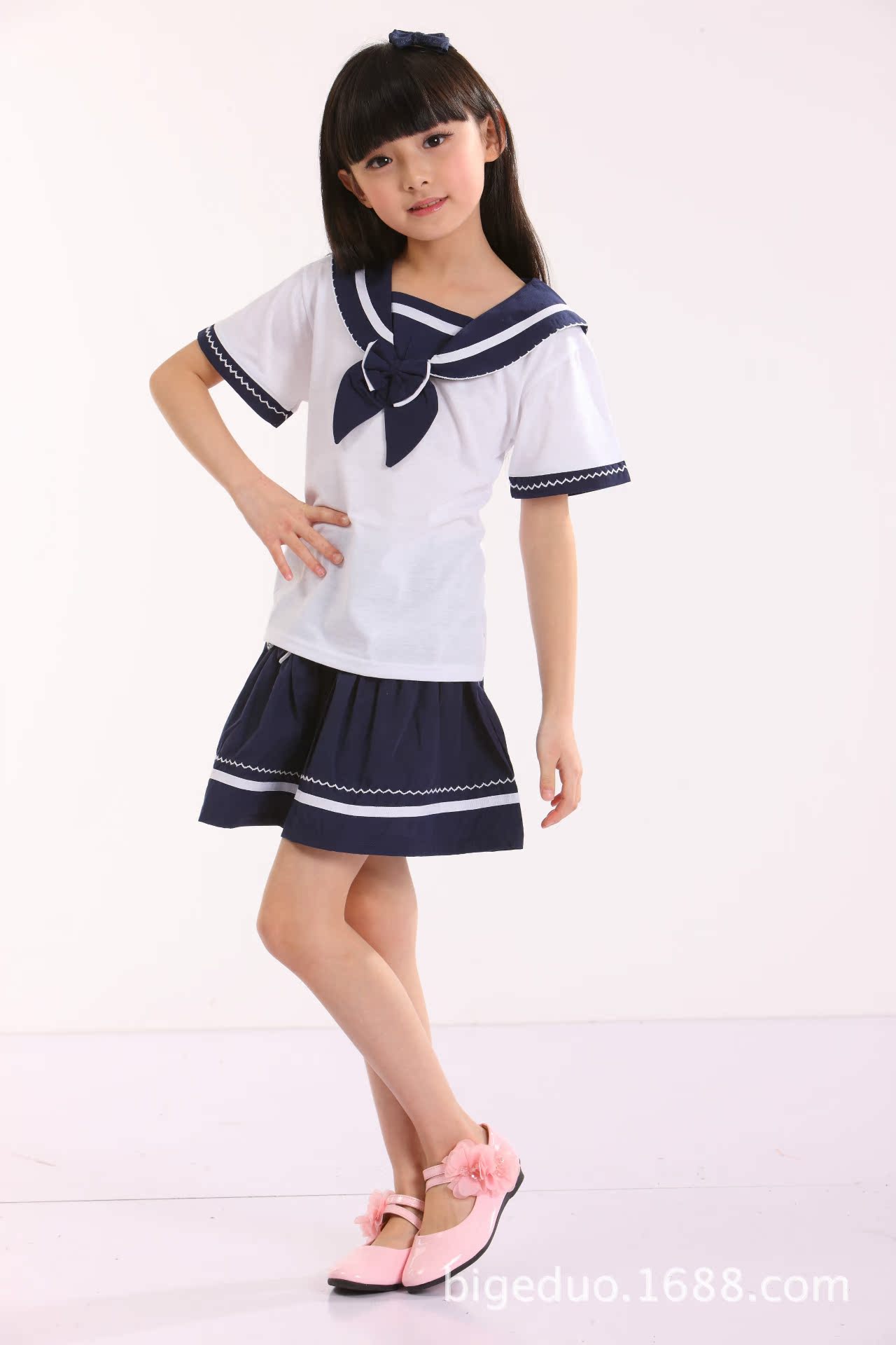 2014新款幼儿园园服水手服夏季中小学生校服运动套装批发