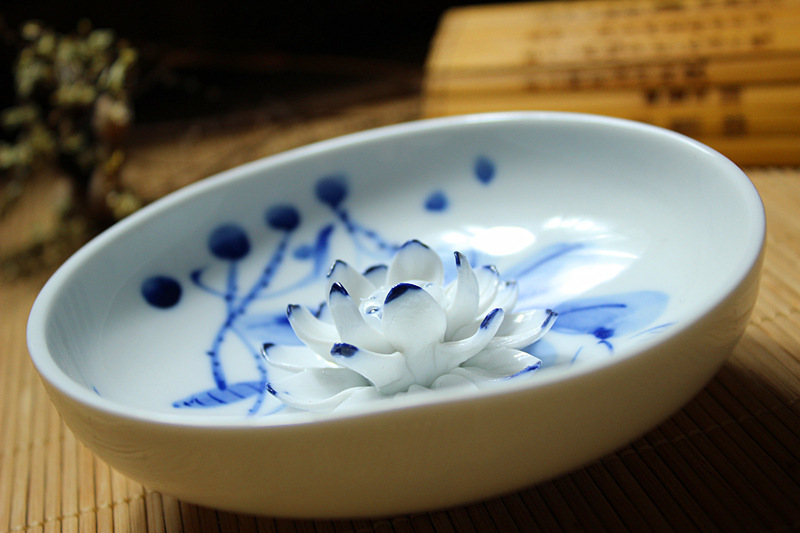 景德镇手工手绘传世古典青花荷花陶瓷香插香器家居软装摆件批发