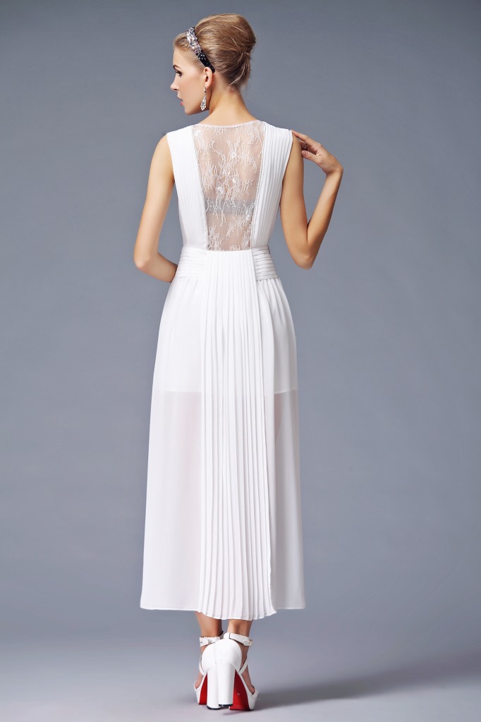 2014欧洲站春夏女新款装高贵飘逸经典时尚连衣裙无袖长裙礼服晚装