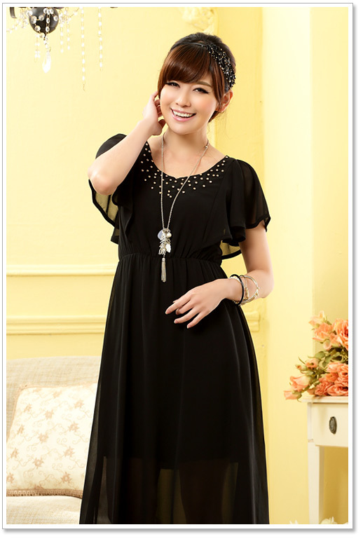 服装鞋帽箱包,钟表眼镜 女装 婚纱,礼服 9806 美雅亮丽荷叶袖圆领钉珠