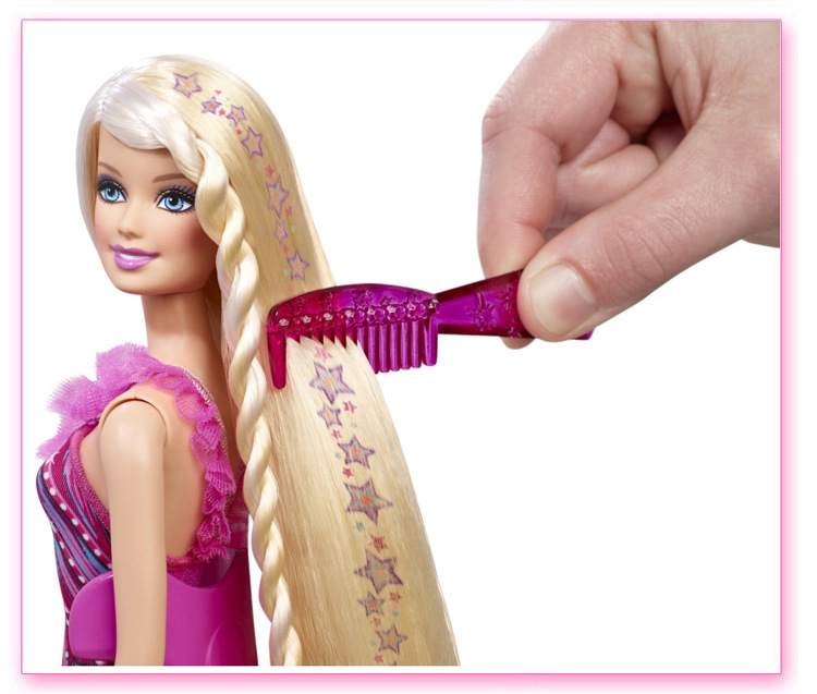 barbie美泰芭比娃娃 女孩玩具 百变美发套装 涂色可水洗bdb19